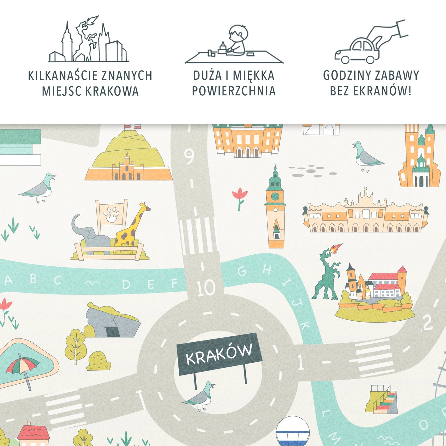 Dywan Edukacyjny Z Bajkową Mapą Krakowa