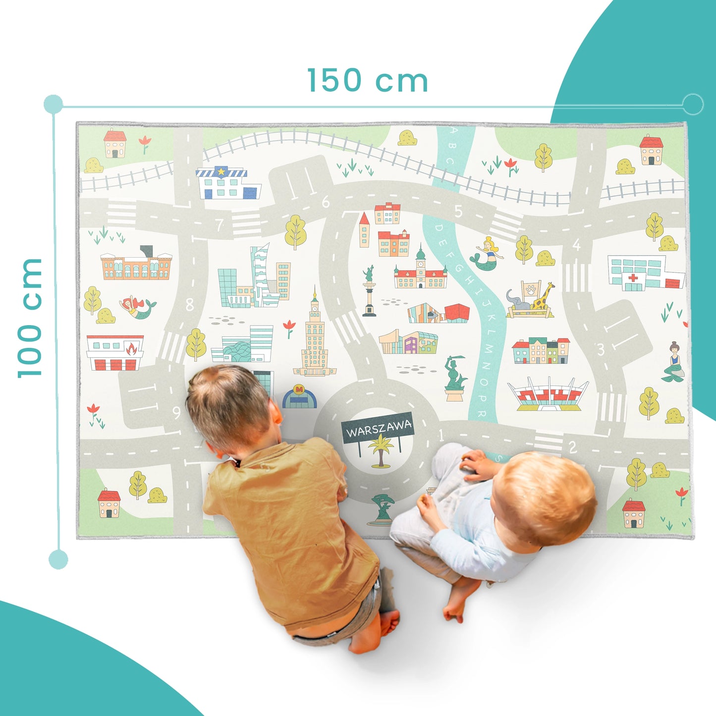 Dywan Edukacyjny Z Bajkową Mapą Warszawy